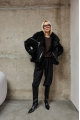 Reversible suede sheepskin coat made of natural sheepskin in black